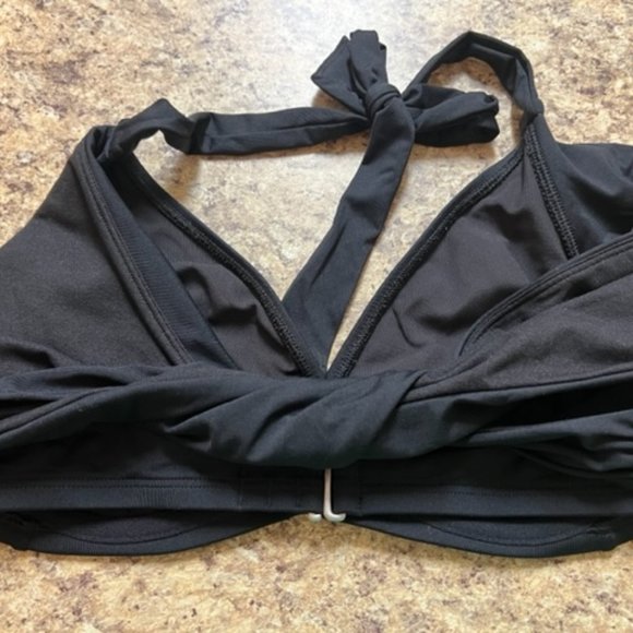 Athleta Black Bikini Top and Bottom 36 B/C Medium Bottoms Side Ruche - Picture 4 of 7